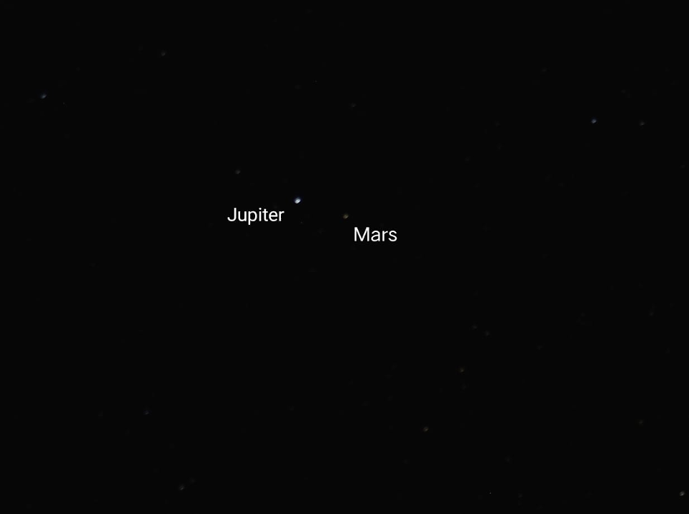 Jupiter and Mars together in the night sky